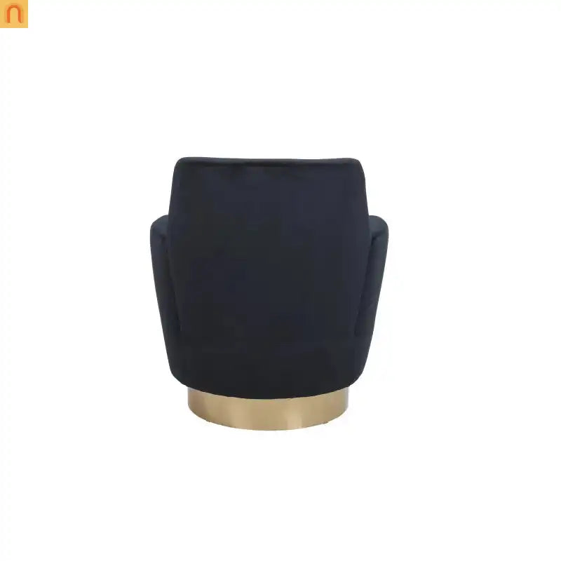 Accent Chair Barrel Swivel Velvet Charcoal Gold Base 300 lb 29in