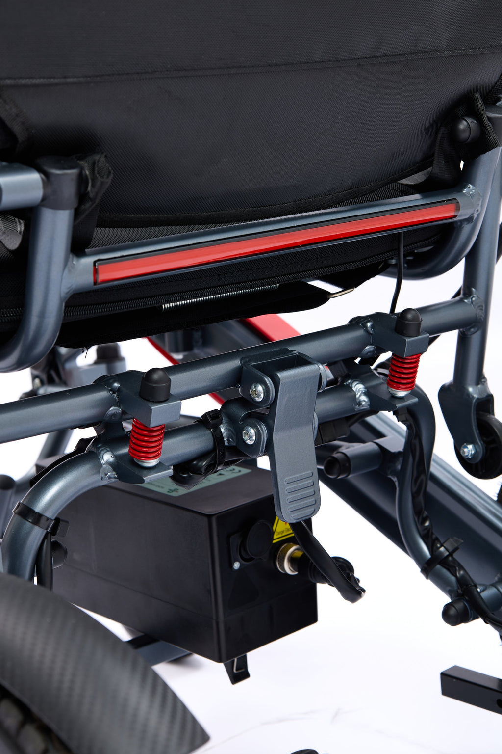 Wheelchair Electric Foldable Aluminum 40 Mile Dual Battery Black Red 42 In