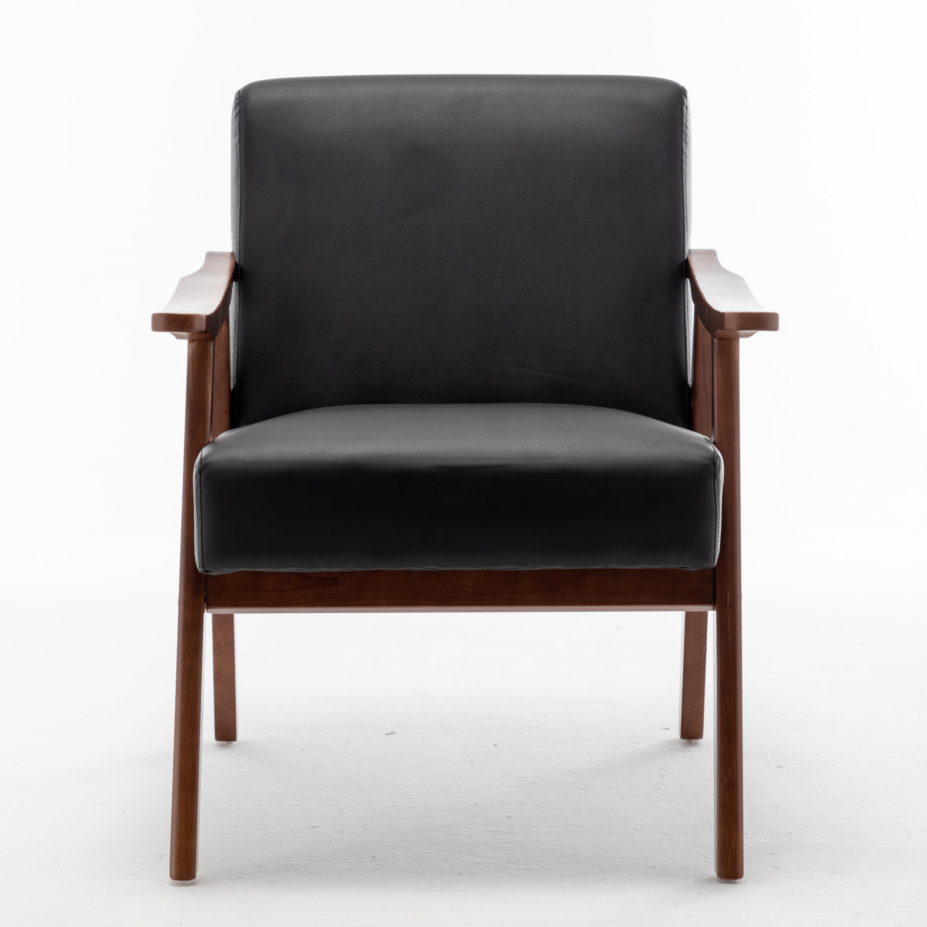 Mid-Century Wingback Accent Chair Black PU Leather 26x31x32