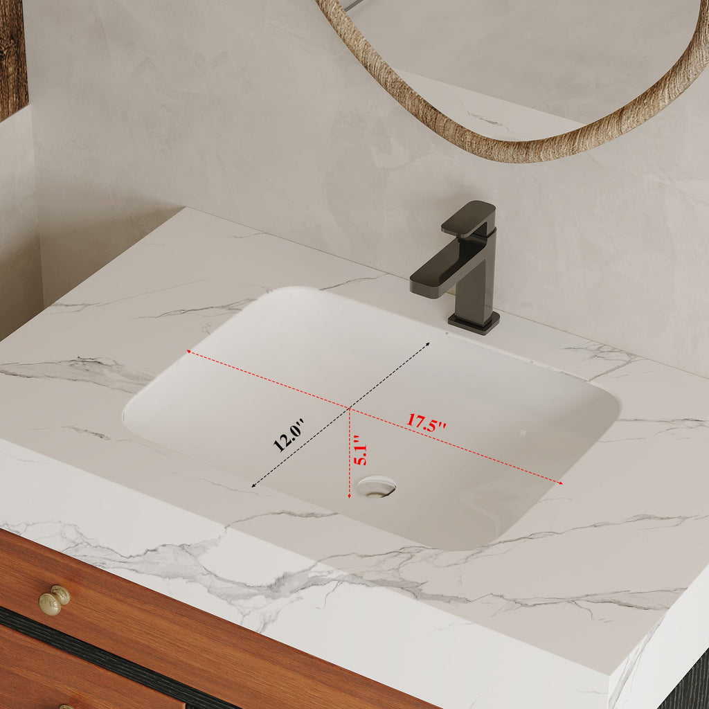 Modern Free-Standing Bathroom Vanity with Ceramic Sink & Sintered Stone Top