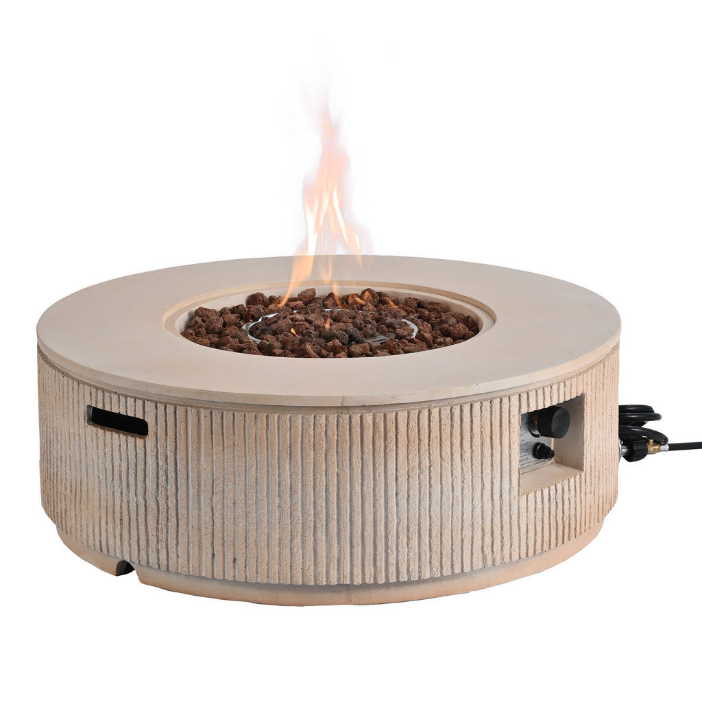 Fire Pit Propane Round MGO 50000 BTU with Tank Cover Table 38.19 In
