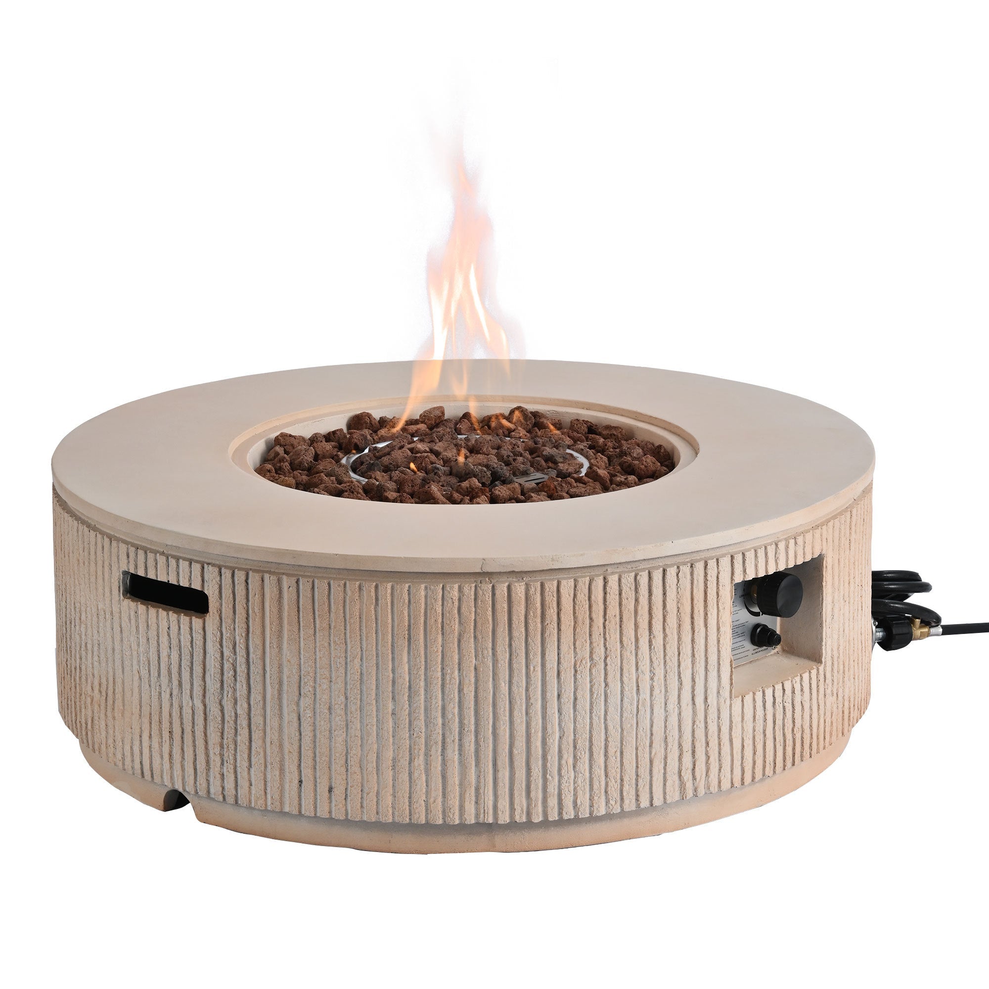 Fire Pit Propane Round MGO 50000 BTU with Tank Cover Table 38.19 In