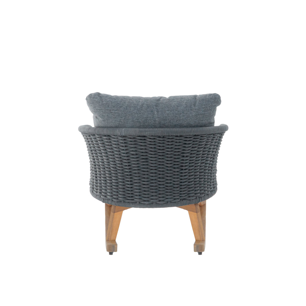 Outdoor Rocking Chair Rope Wood Gray Natural Set of 2 29.5in