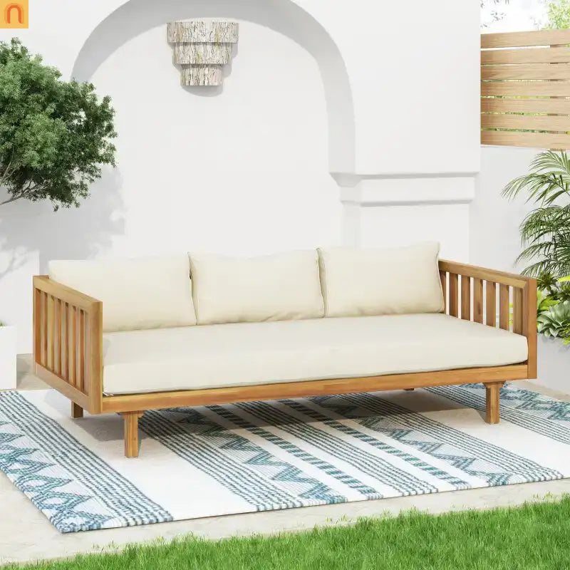 Outdoor Patio Acacia Wood Teak Slat Panel 3-Seater 67.5in