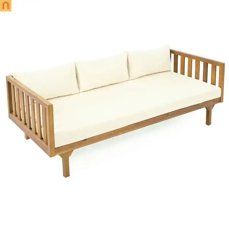 Outdoor Patio Acacia Wood Teak Slat Panel 3-Seater 67.5in