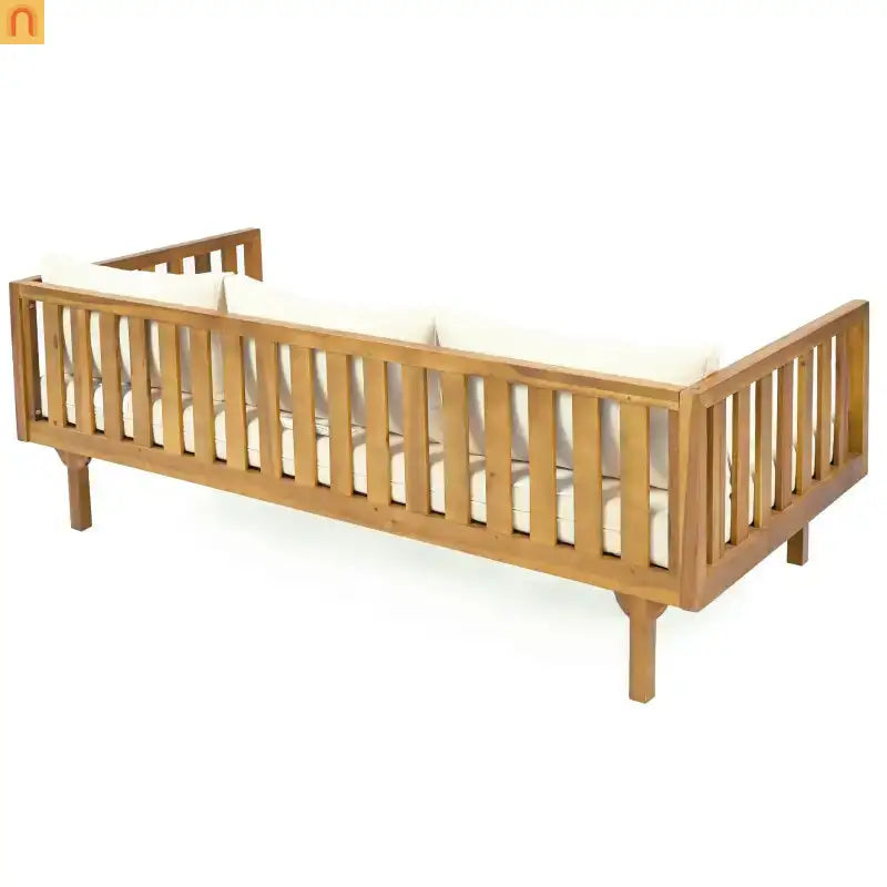 Outdoor Patio Acacia Wood Teak Slat Panel 3-Seater 67.5in