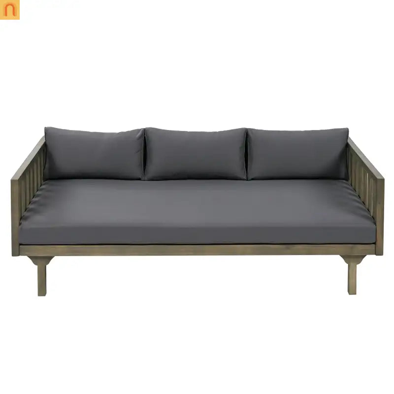 Outdoor Daybed Acacia Wood 3 Seat Gray