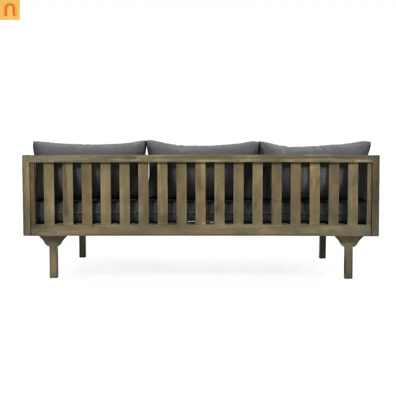 Outdoor Daybed Acacia Wood 3 Seat Gray
