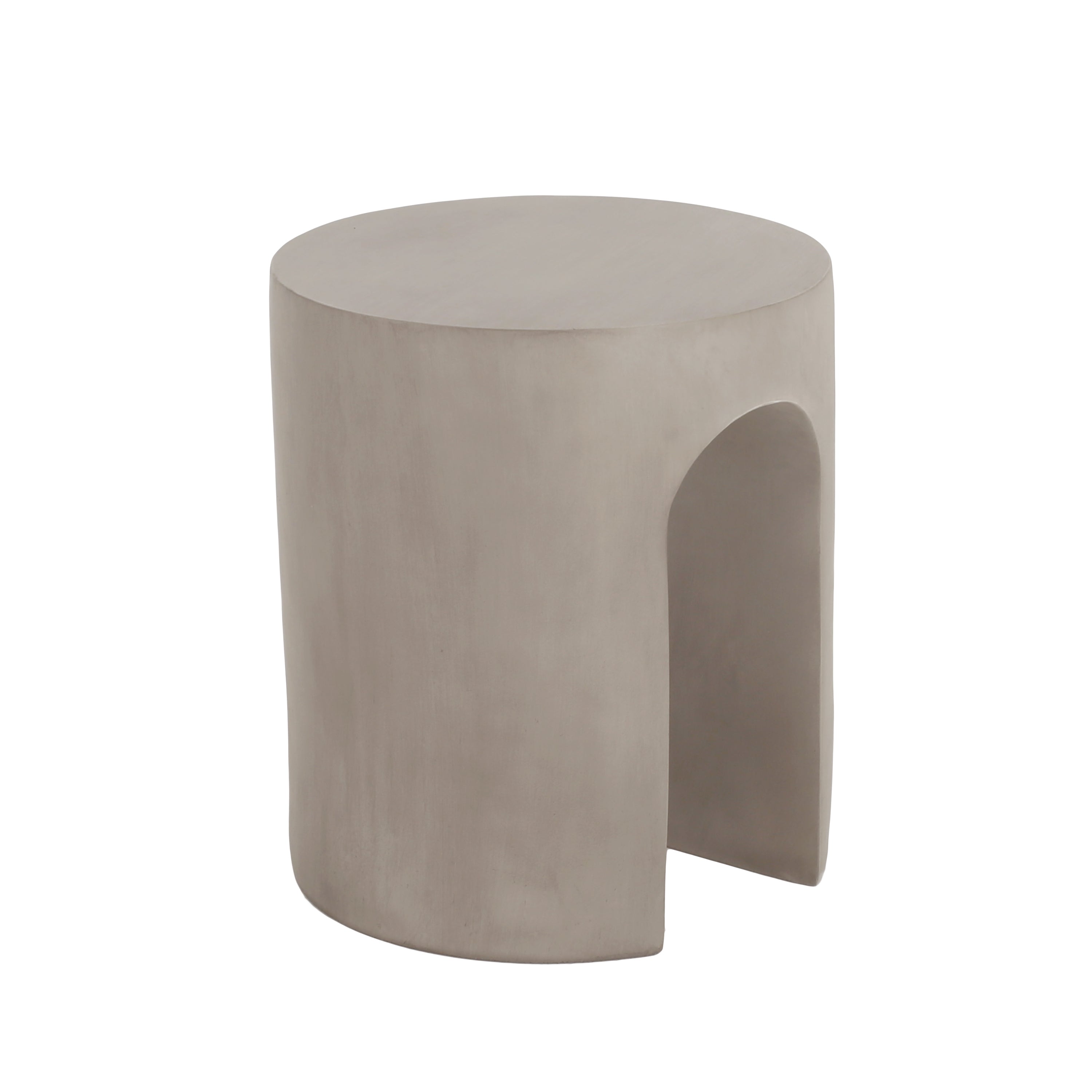 Outdoor Side Table Round Concrete Light Gray U-Shape Base 16in