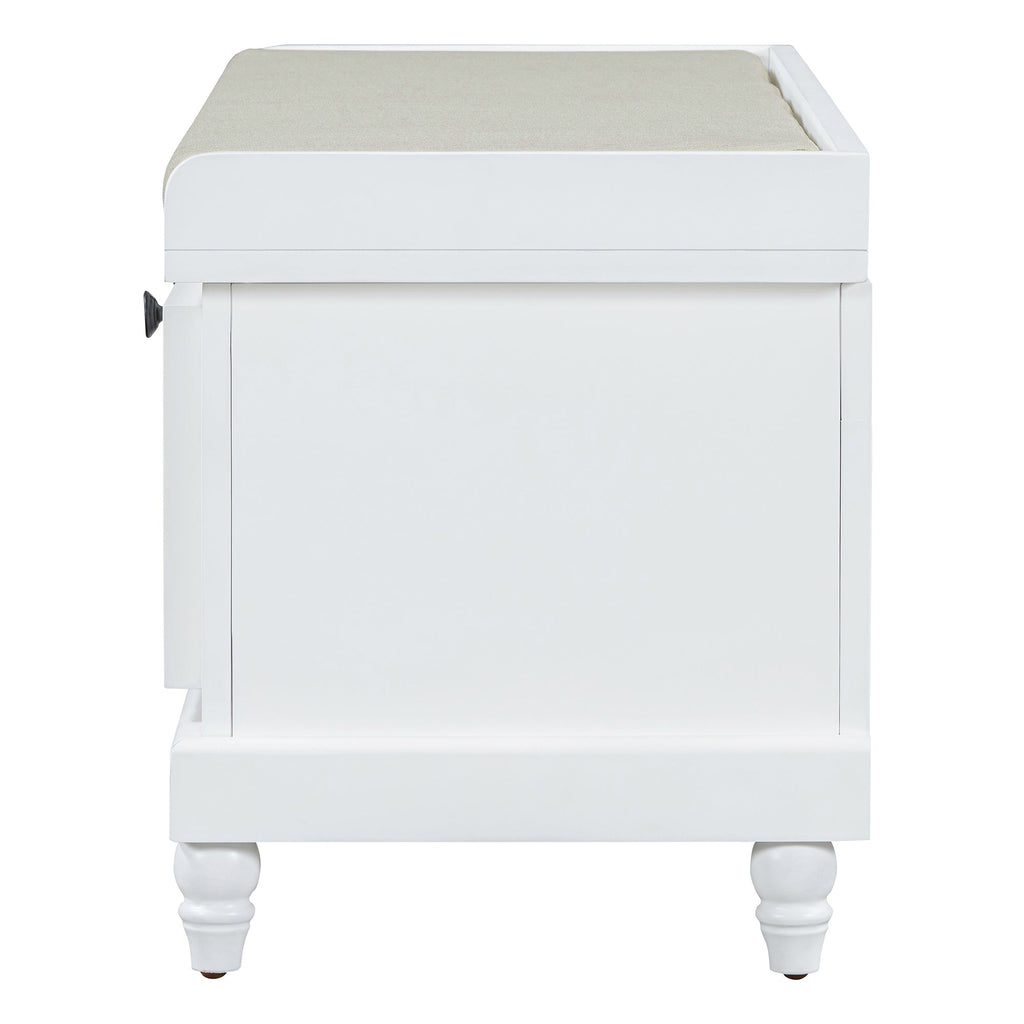Entry Bench Fluted MDF White Cushioned Seat 3 Drawers 44x16x19