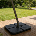 Patio Umbrella Base Offset HDPE Black 4 Panel 220 LB Water or Sand