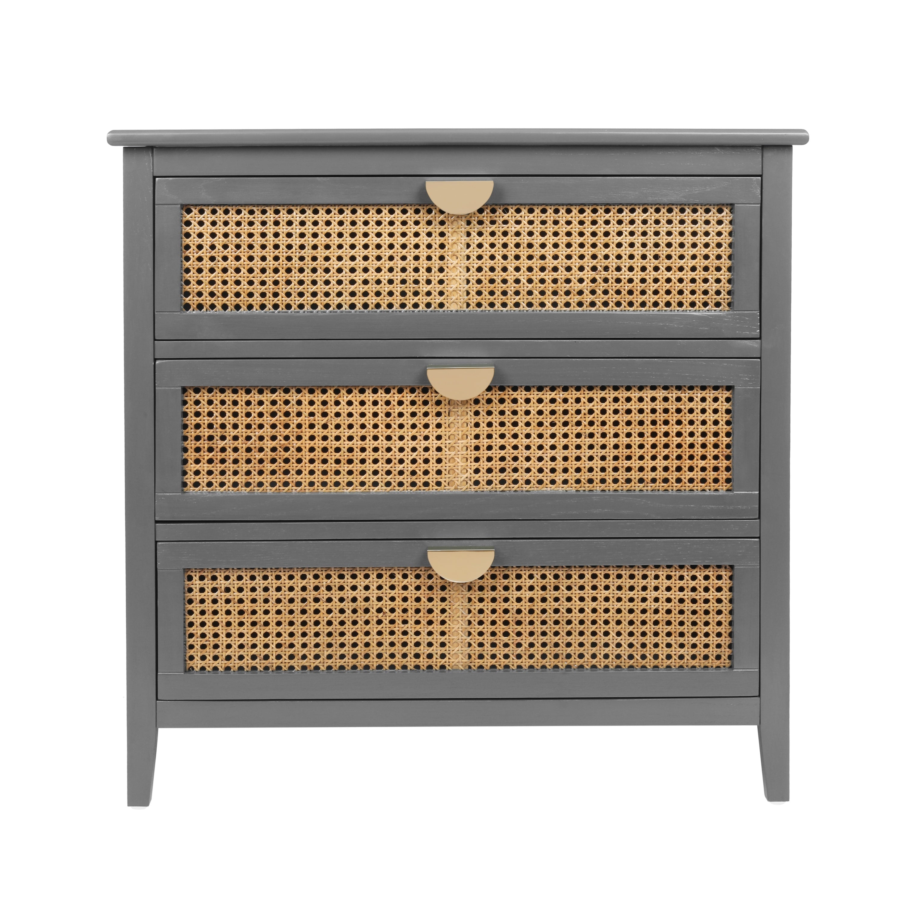 3-Drawer Cabinet - Natural Rattan - Suitable for Bedroom, Living Room, or Study