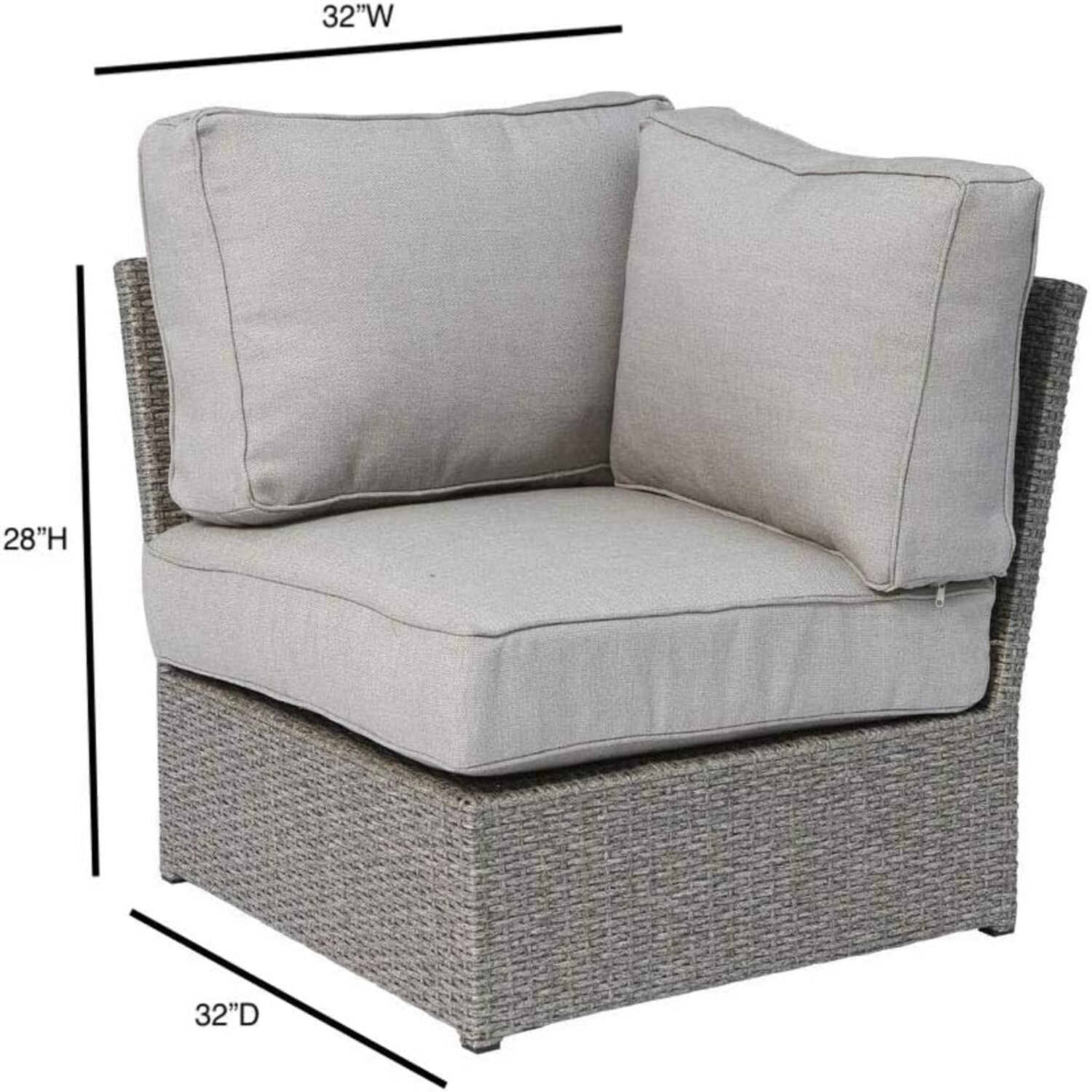 Outdoor Chair Wedge Coastal Wicker Aluminum Gray 33 In 300 LB