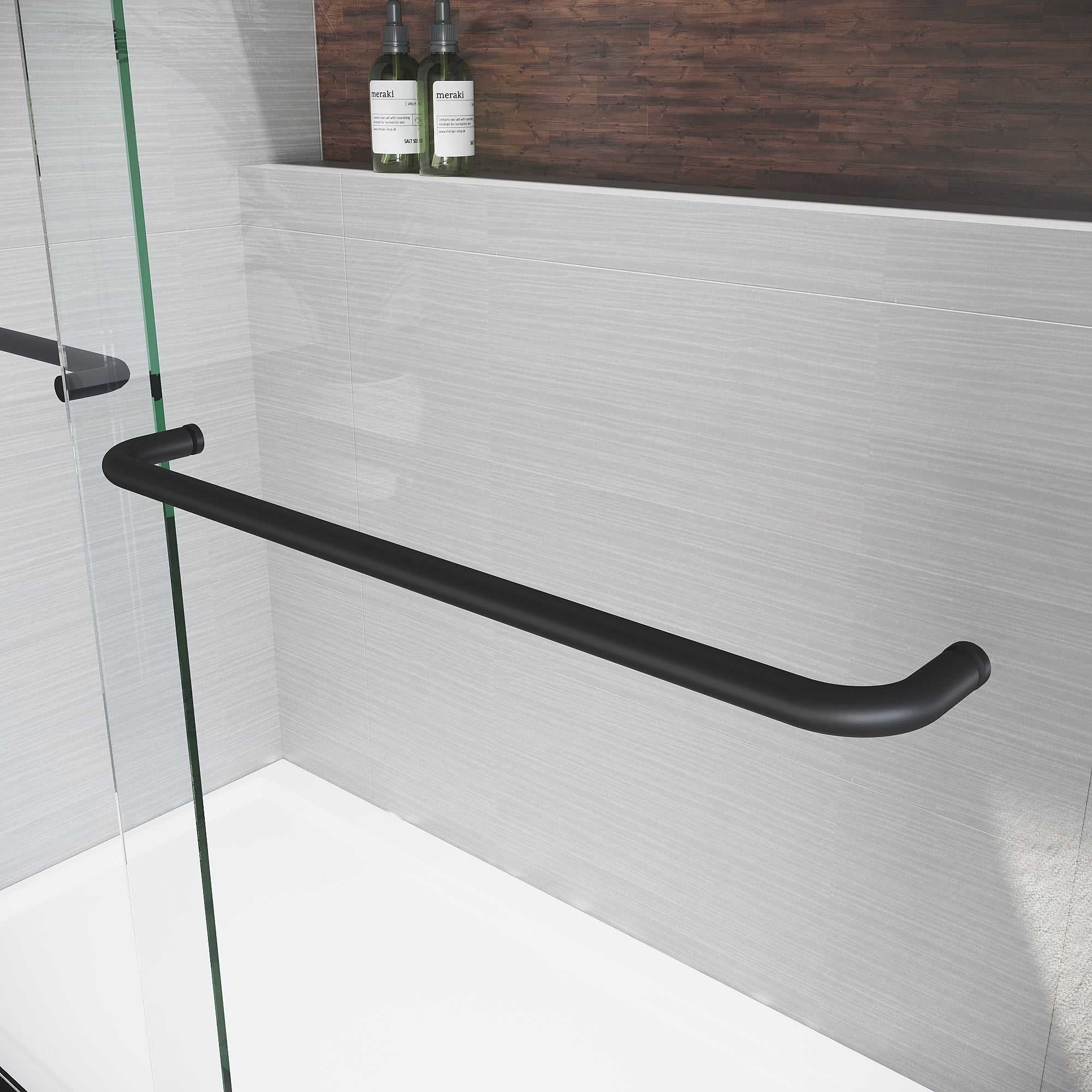 Sliding Glass Tub Door 56-60 in. W x 57 in. H, Matte Black Semi Frameless Dou