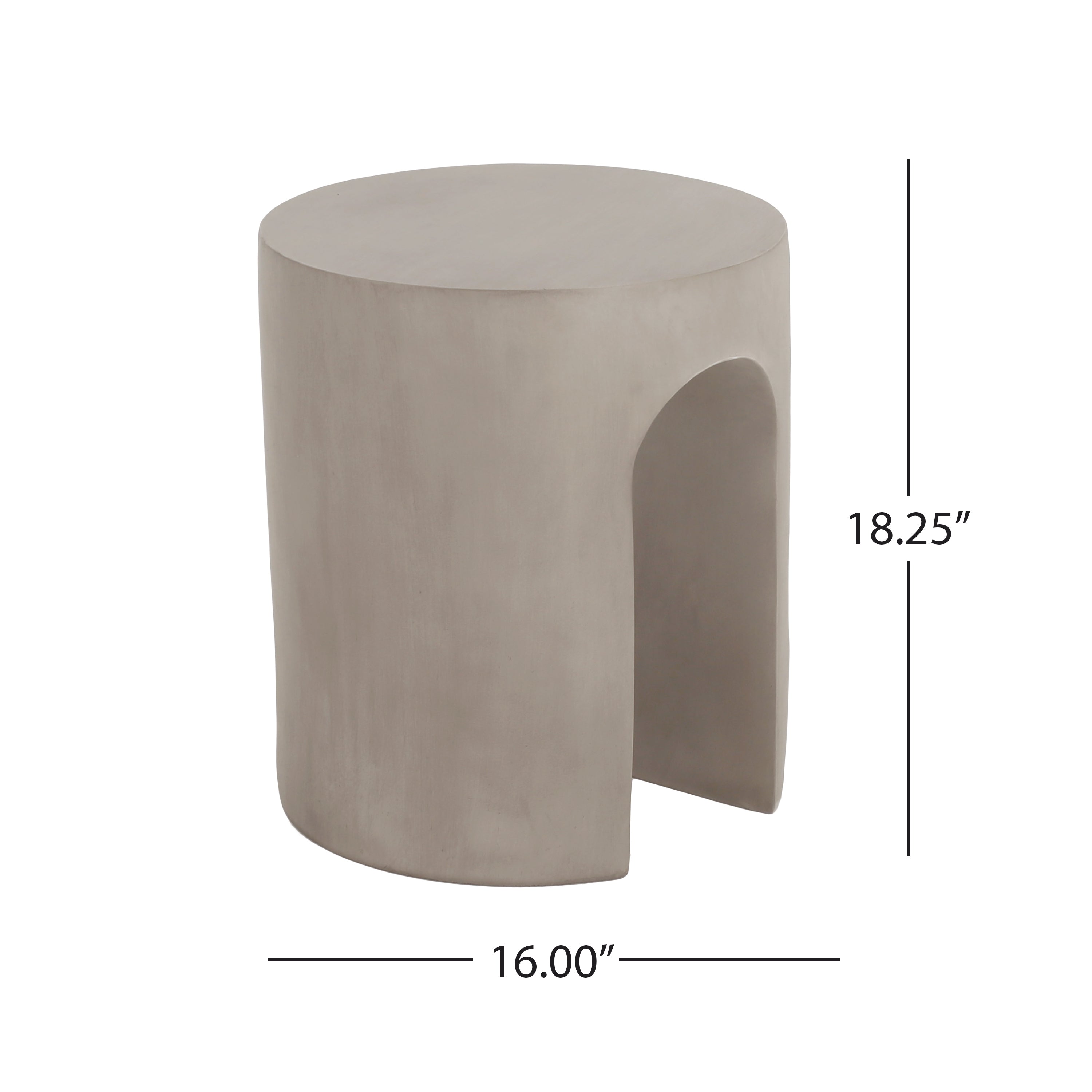 Outdoor Side Table Round Concrete Light Gray U-Shape Base 16in