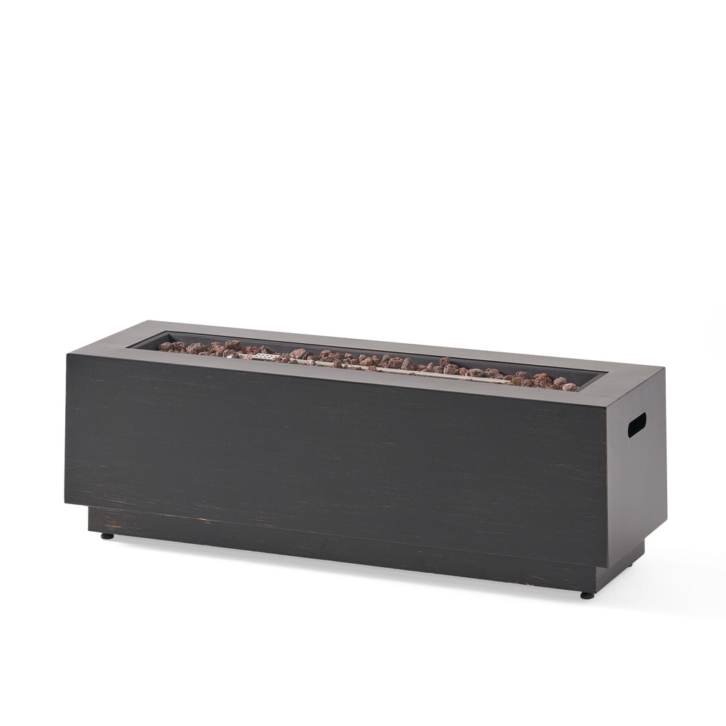RECTANGULAR IRON FIRE PIT 50,000 BTU WITH TANK HOLDER
