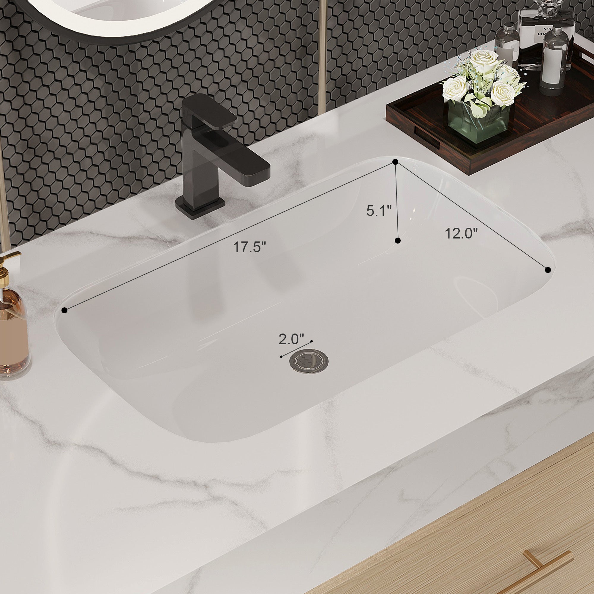 39.4'' Floating Bathroom Vanity with Ceramic Sink, 2 Soft Close Drawers