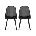 Accent Chair Minimalist Polypropylene Black Perforated Diamond Mesh 18.5x22 In