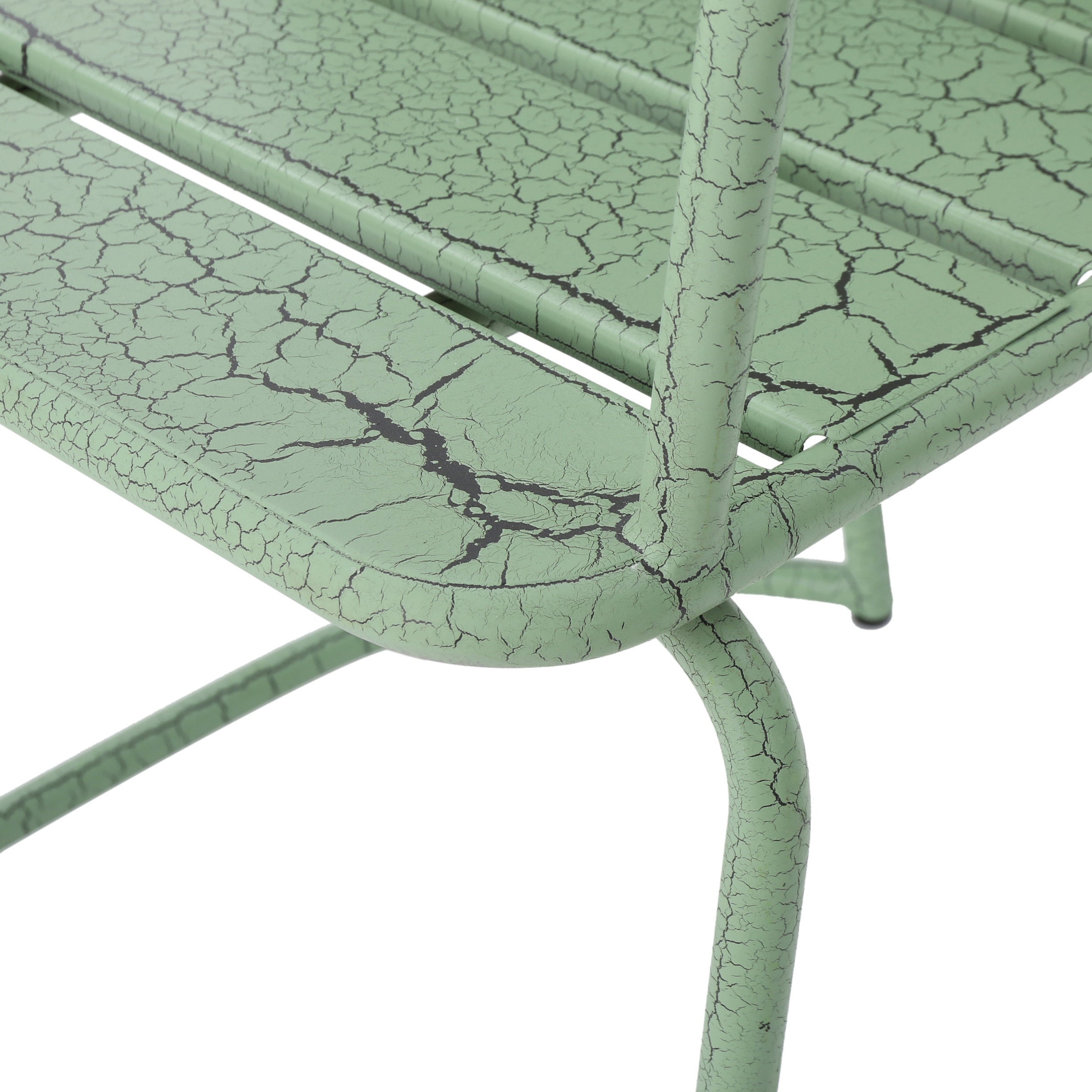 Outdoor Bistro Set Iron Green 3 Piece Oval Table 2 Chairs Matte Finish
