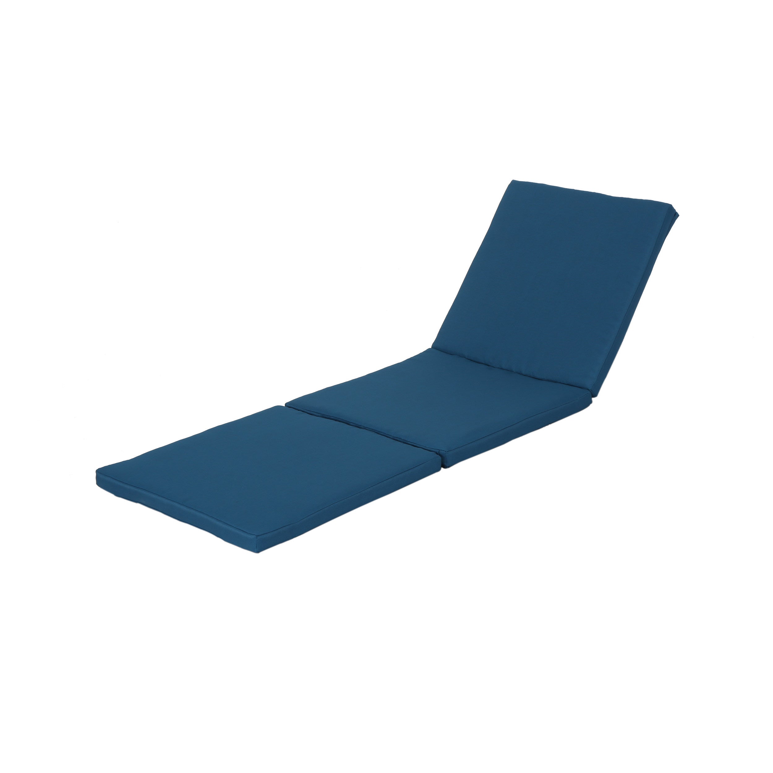 Outdoor Chaise Lounge Cushion Blue Polyester Waterproof Tie-Down 76.75x25.5 In
