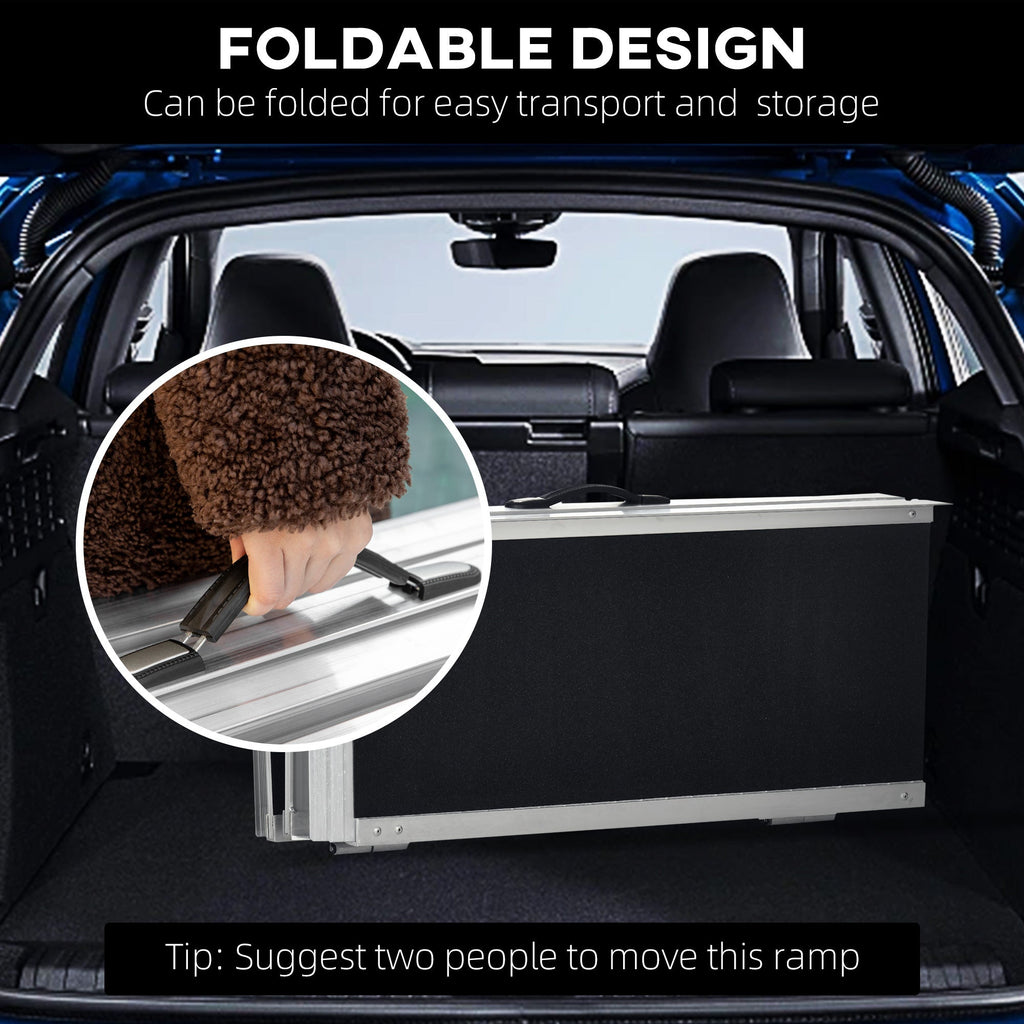 Wheelchair Ramp Aluminum 6 Ft Folding Non-Slip Side Rails 594 LB Portable