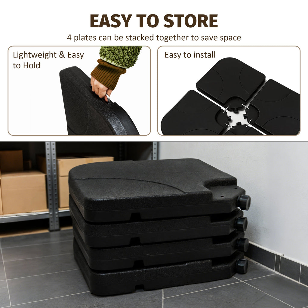Patio Umbrella Base Offset HDPE Black 4 Panel 220 LB Water or Sand