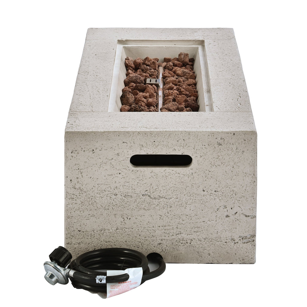 2-in-1 Outdoor Fire Pit and Propane Tank Stand Set 41.9 Inch, Beige Grey