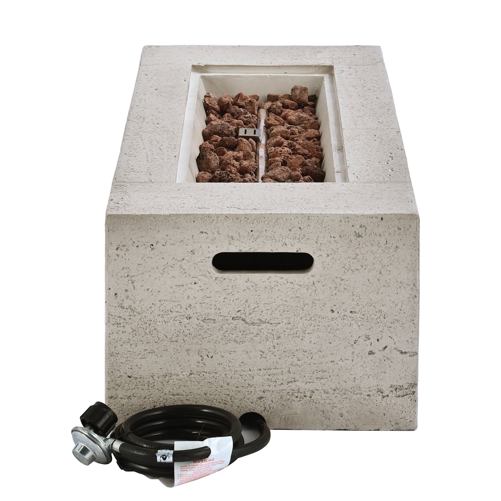 2-in-1 Outdoor Fire Pit and Propane Tank Stand Set 41.9 Inch, Beige Grey