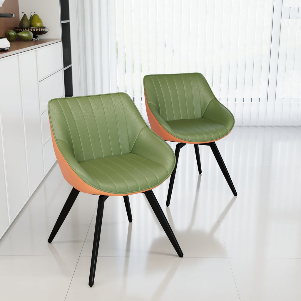 29.53 'MDF modern round coffee table and 2 PU dining chairs set, ring-striped