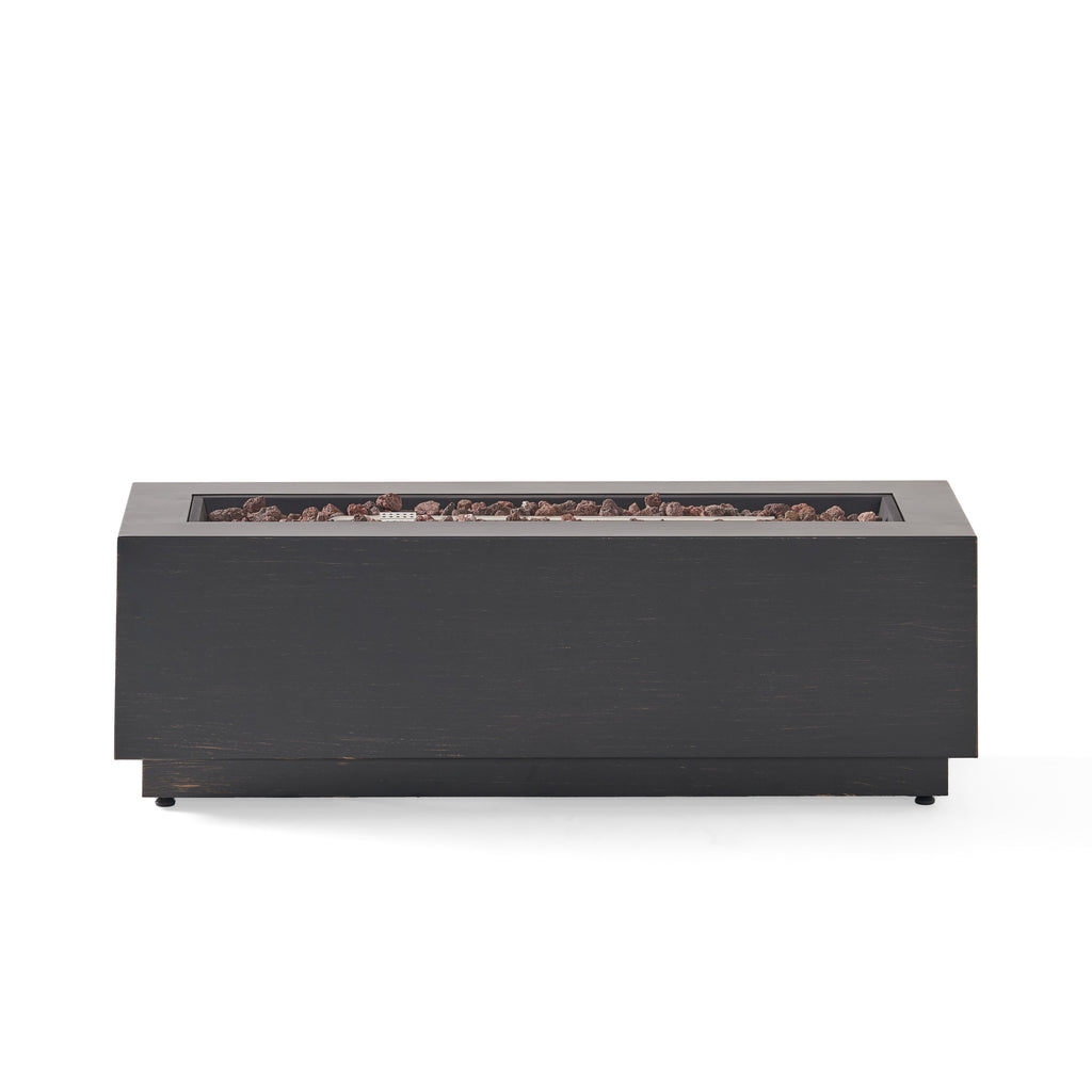 Modern 40 in Outdoor Iron Propane Fire Pit, 50,000 BTU, Sleek Design, Dark Brown