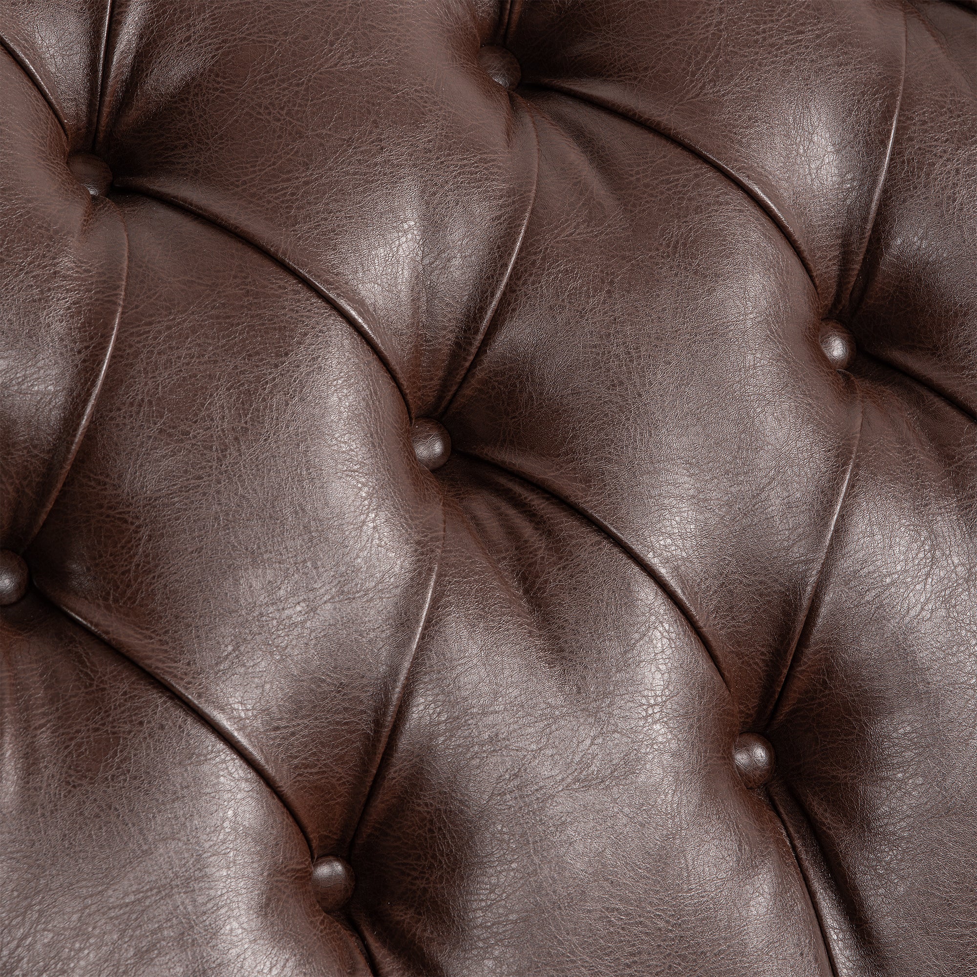 Chaise Lounge Armless PU Leather Dark Brown Tufted Foam Birch Legs 220 LB