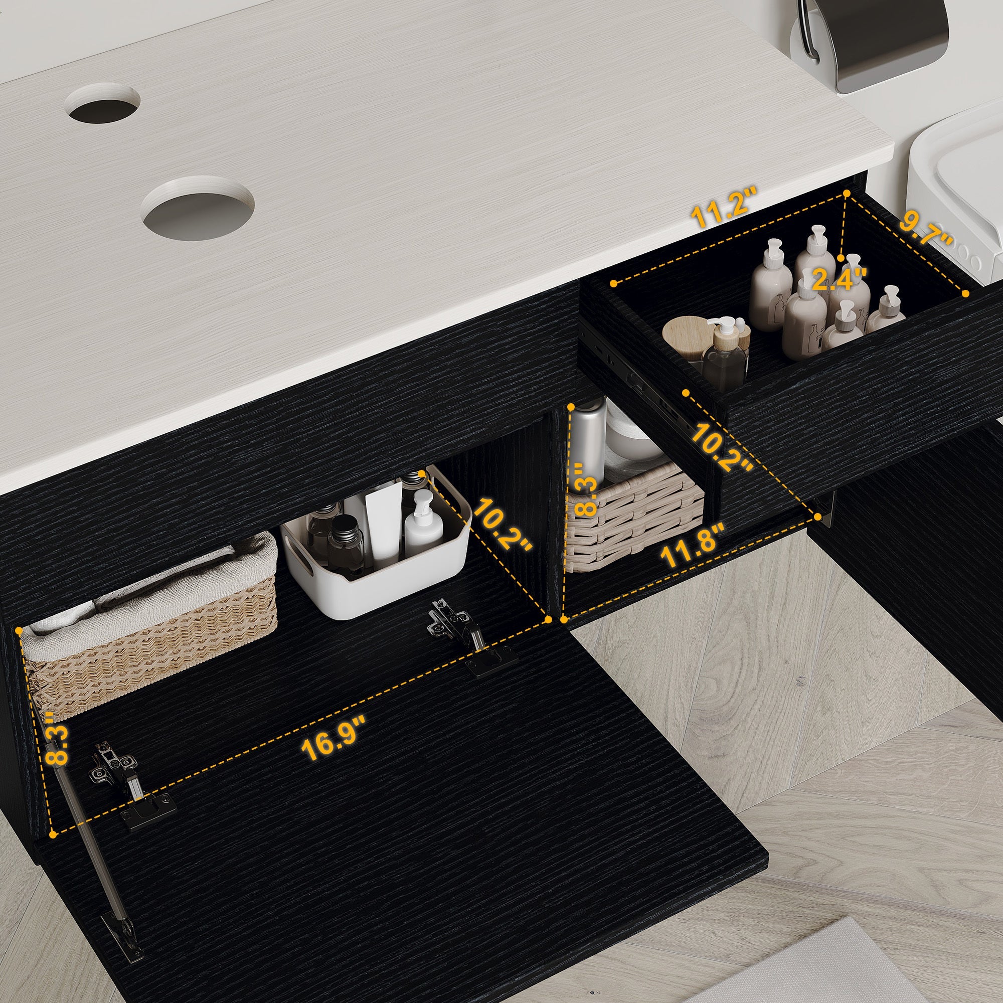 31.5' Modern Wall-Mounted Single Sink Bathroom Vanity Base Only Painted Floating