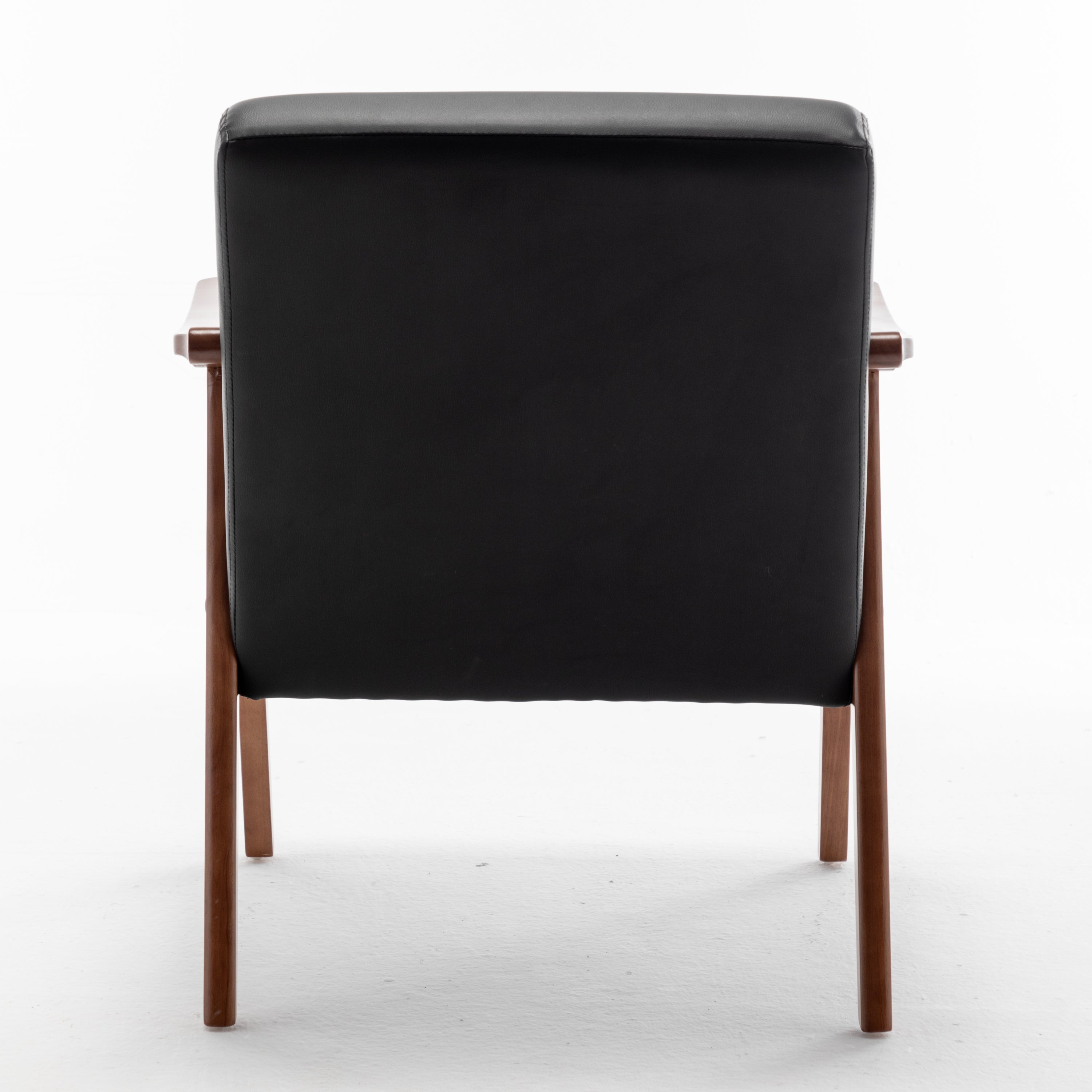Mid-Century Wingback Accent Chair Black PU Leather 26x31x32
