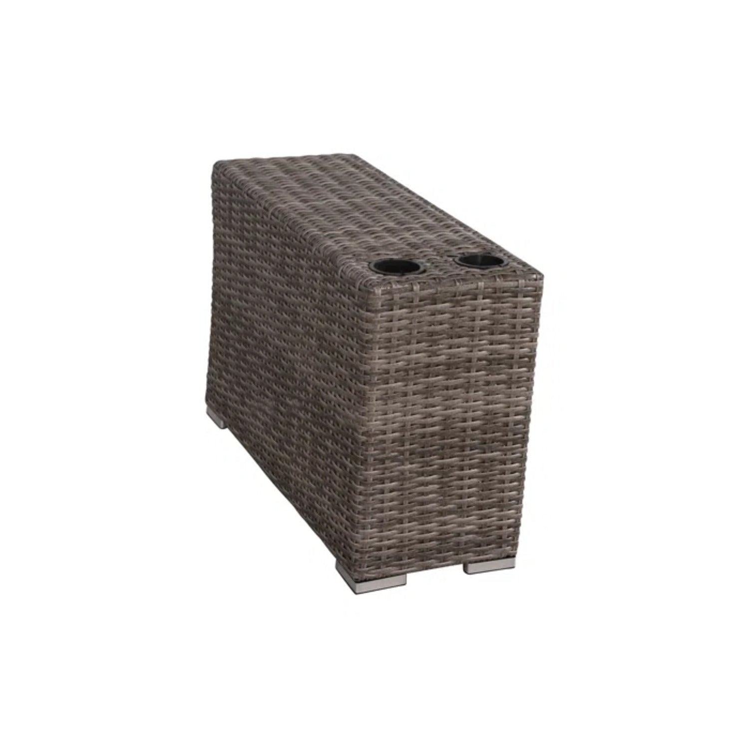 2-Person Wicker Patio Loveseat Gray Cup Holder