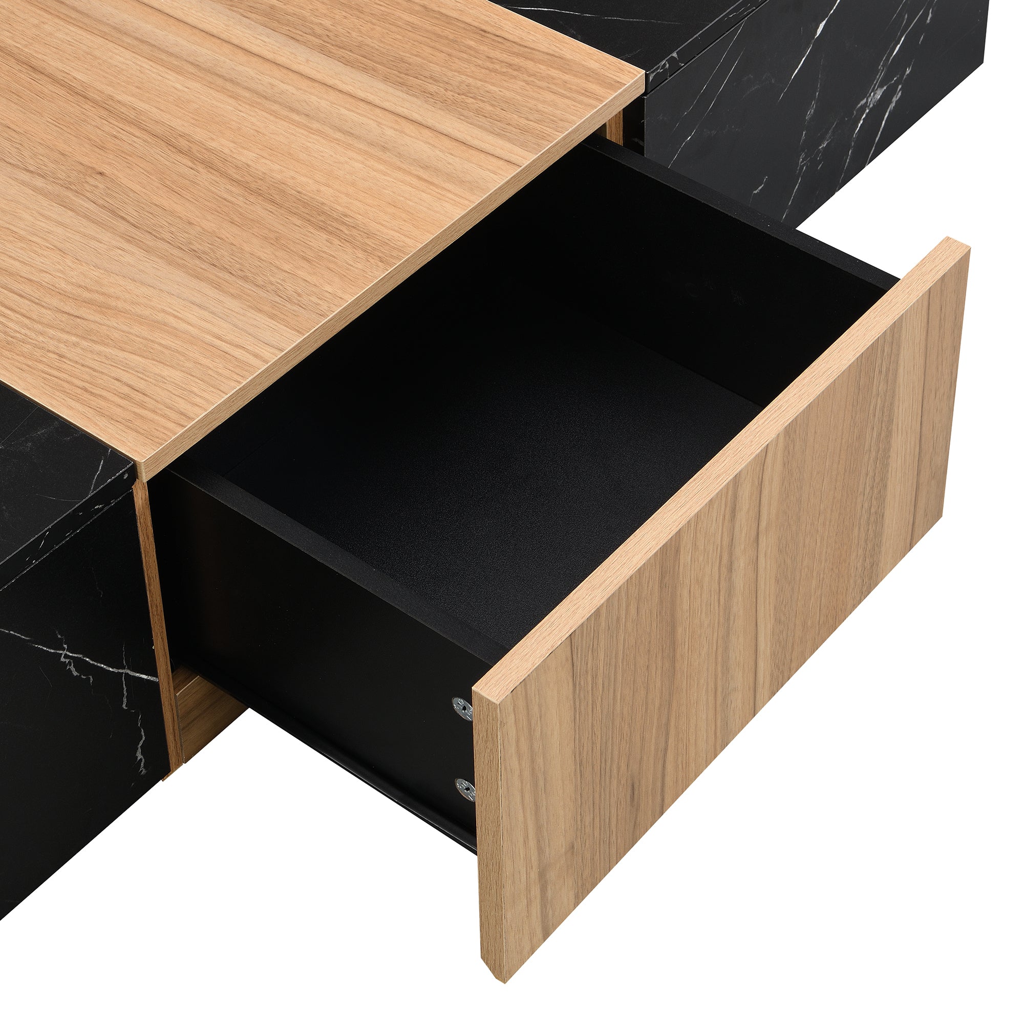 TV Stand Faux Marble Walnut Particle Board 4-Drawer Fits 88 In TV 78.7 In