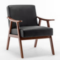 Mid-Century Wingback Accent Chair Black PU Leather 26x31x32