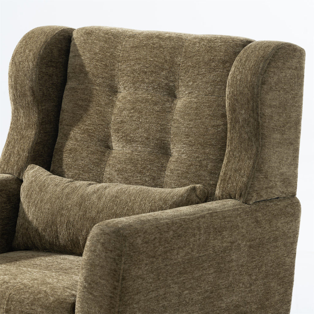 Accent Chair Chenille Olive Green Rubberwood Legs 28x29x38 In 275 LB