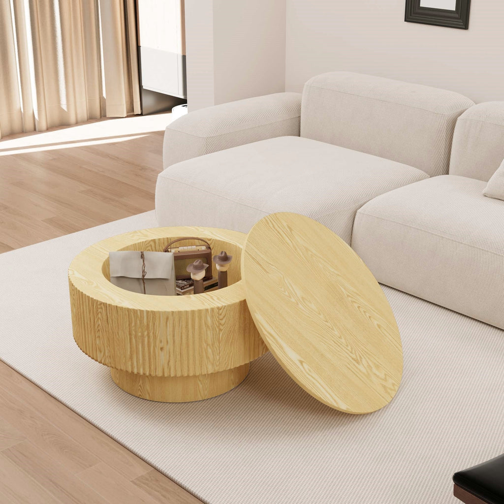 29.53 'MDF modern round coffee table and 2 PU dining chairs set, ring-striped