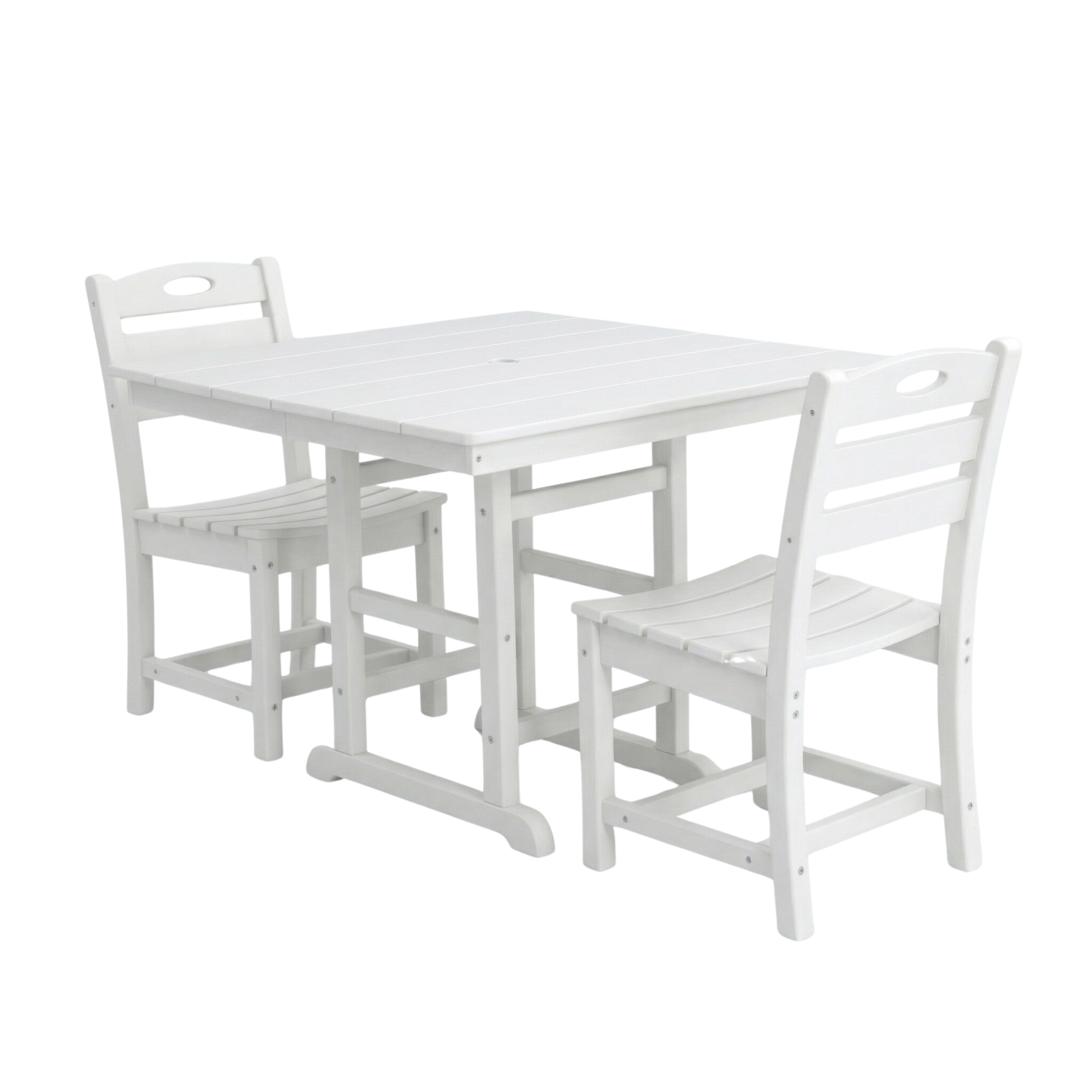 Outdoor Patio Dining Set HDPE White 3 Piece Square Table 2 Chairs Seats 2
