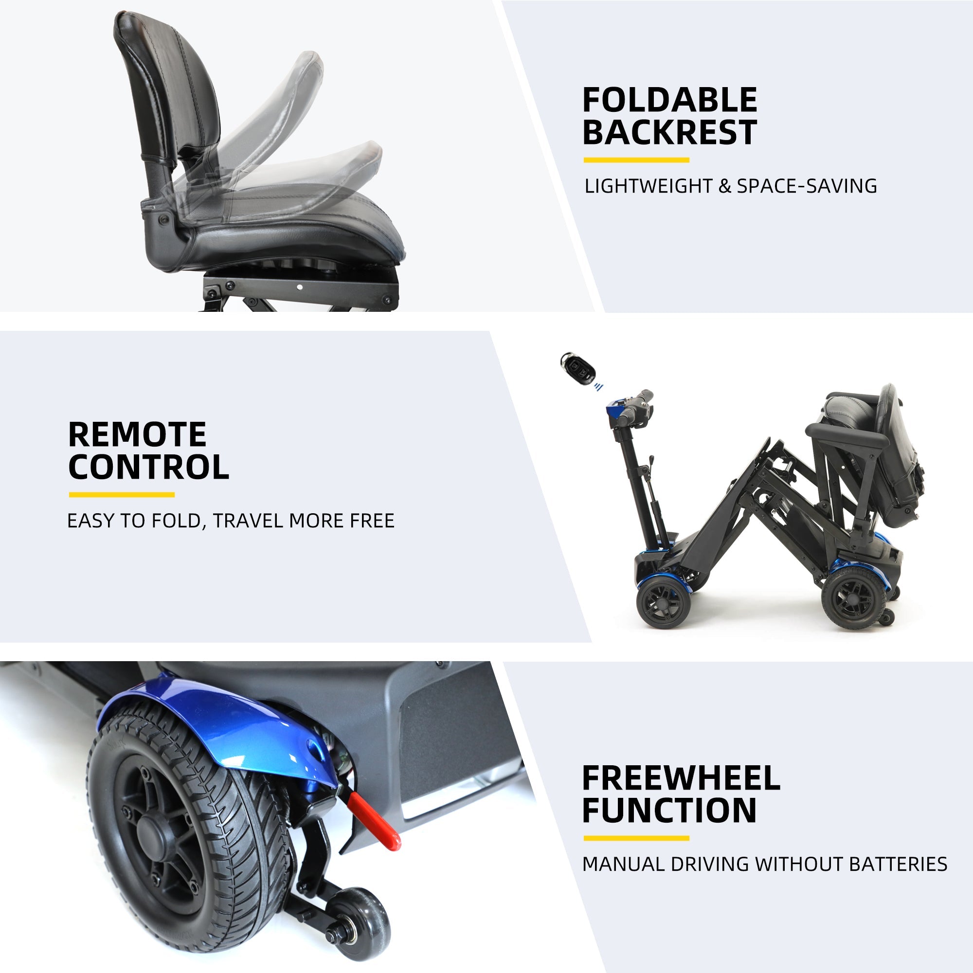 Mobility Scooter 4-Wheel Folding Blue 275 LB ABS Aluminum 37.8x24.4 In