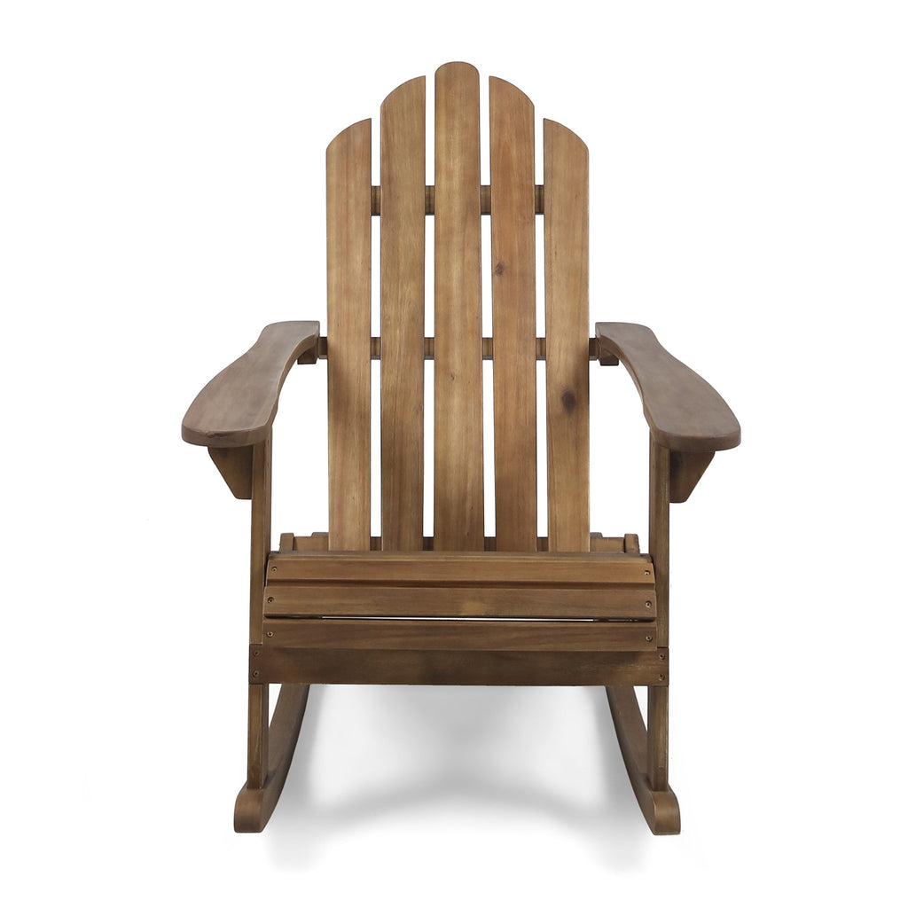 Acacia Wood Adirondack Rocking Chair Dark Brown 28.5x36