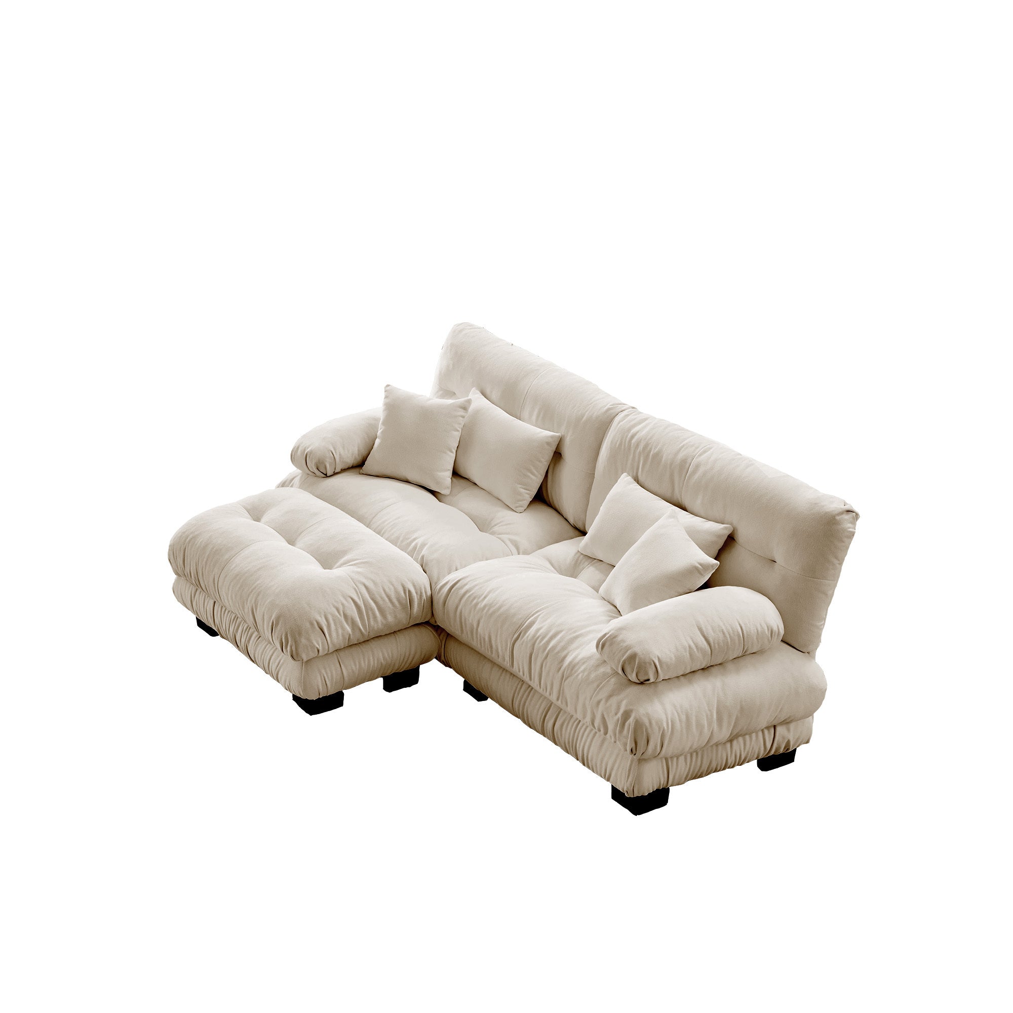 Sectional Sofa Cloud Style Chenille Light Coffee 2 Seat Convertible