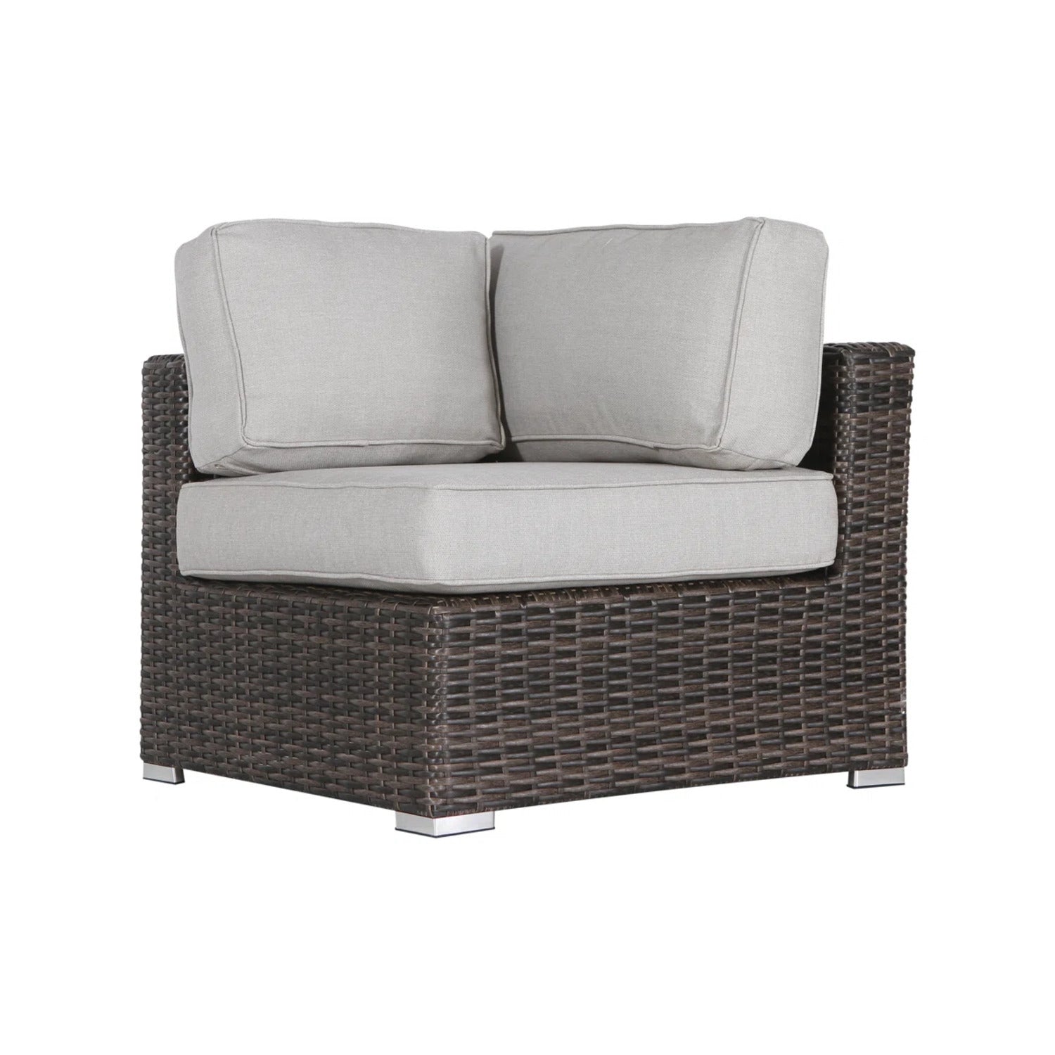 Outdoor Sectional Set HDPE Wicker Aluminum Gray 15 Cushions 2100 LB