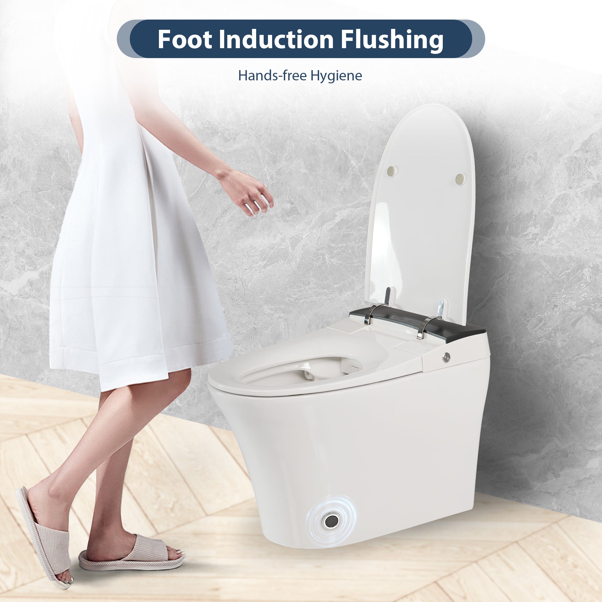 Heated Seat Smart Toilet, One Piece Toilet, Automatic Flush Tankless Toilet w...