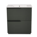 Green Fluted Bathroom Vanity with Ceramic Sink, 30' Full-Extension Drawers, S...
