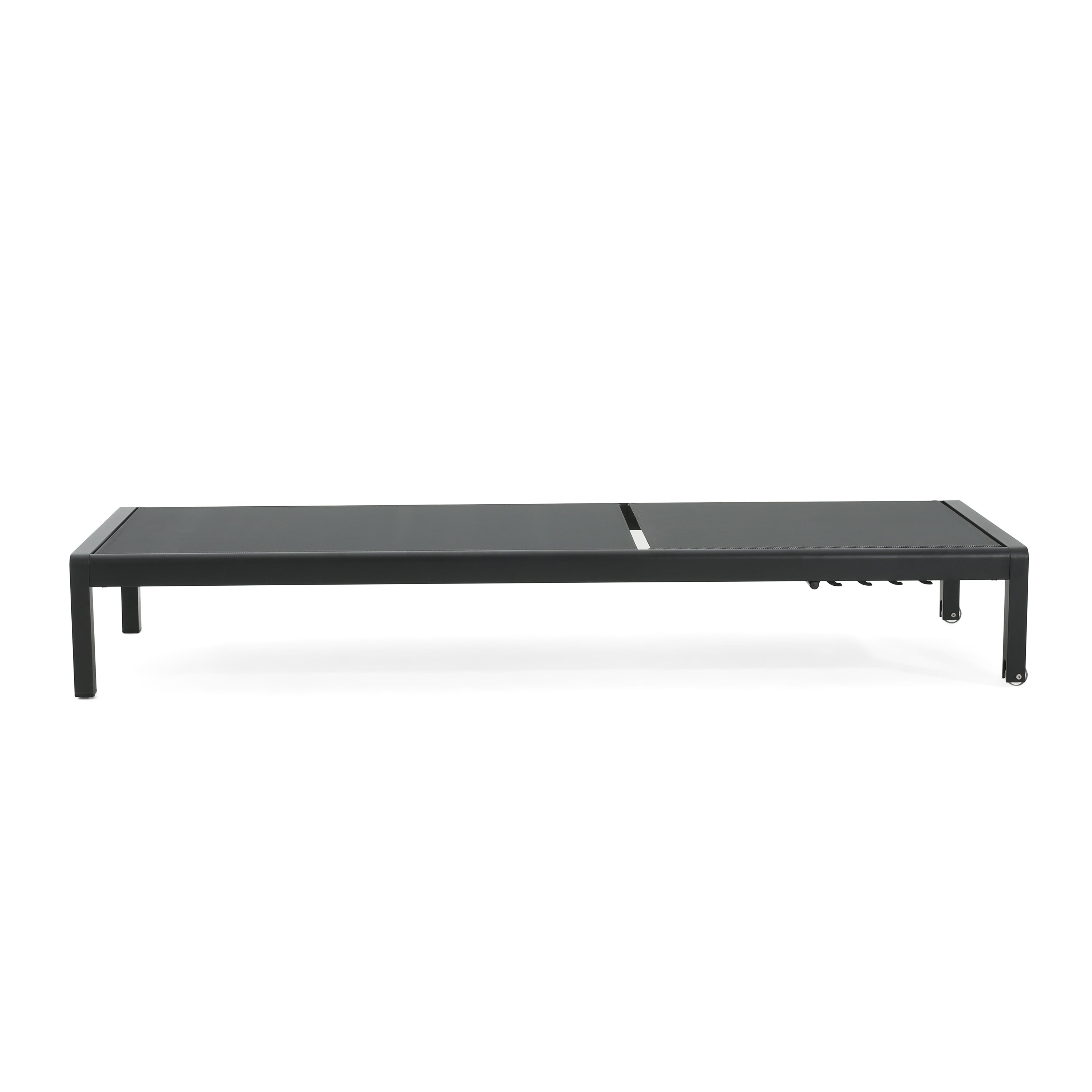 Outdoor Chaise Lounge Mesh Aluminum Black Gray Set of 2 Adjustable 77.5x25 In