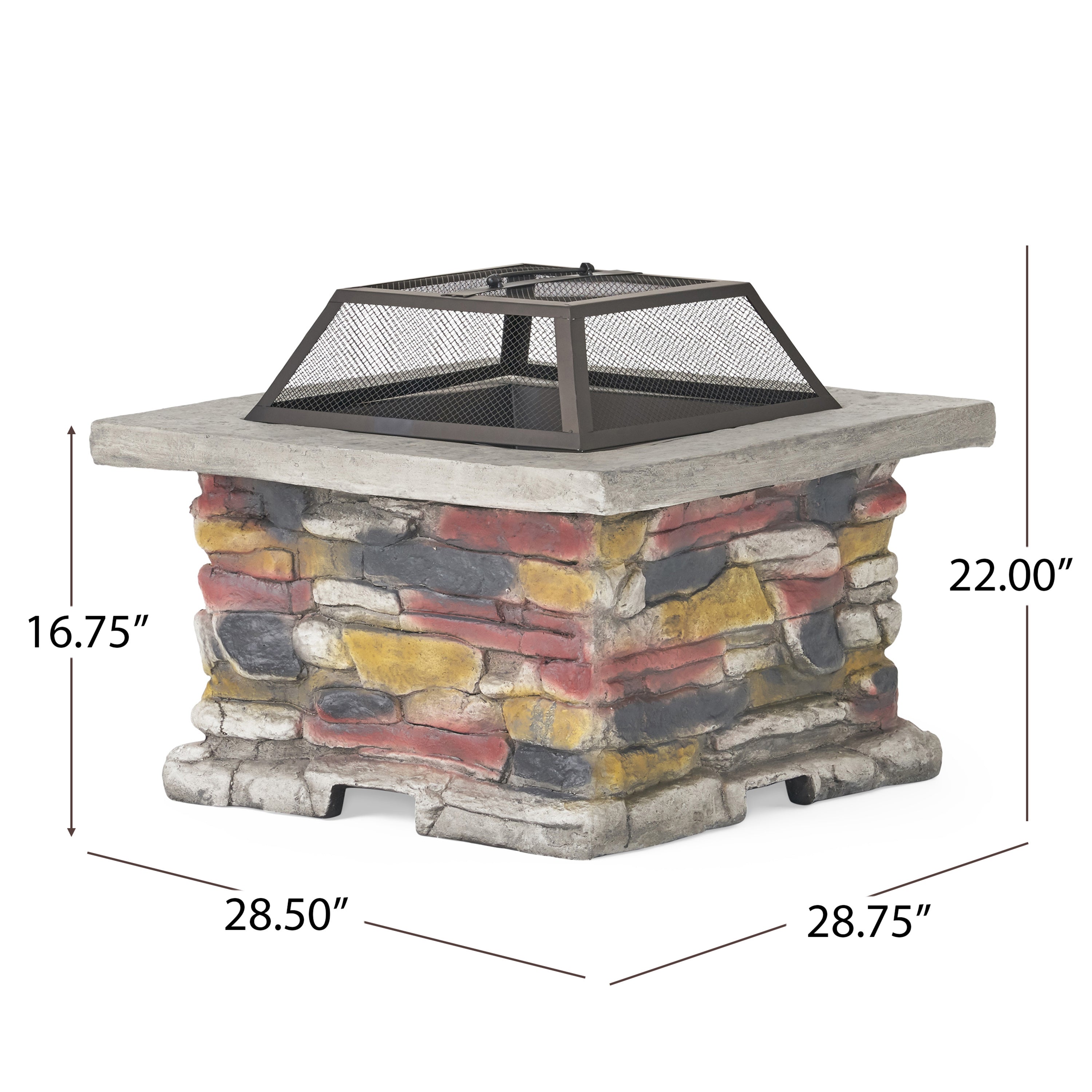 28' Outdoor Wood Burning Magnesium Oxide Fire Pit with Lid, Stone Gray