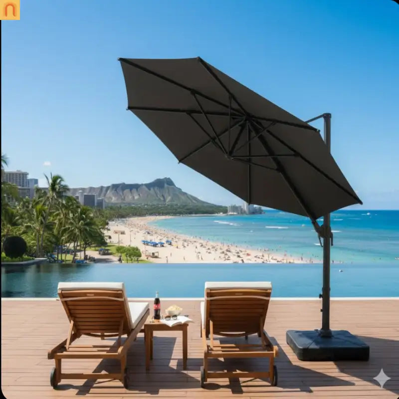 Patio Umbrella Cantilever Square Gray 10 Ft UPF50 360 Rotation