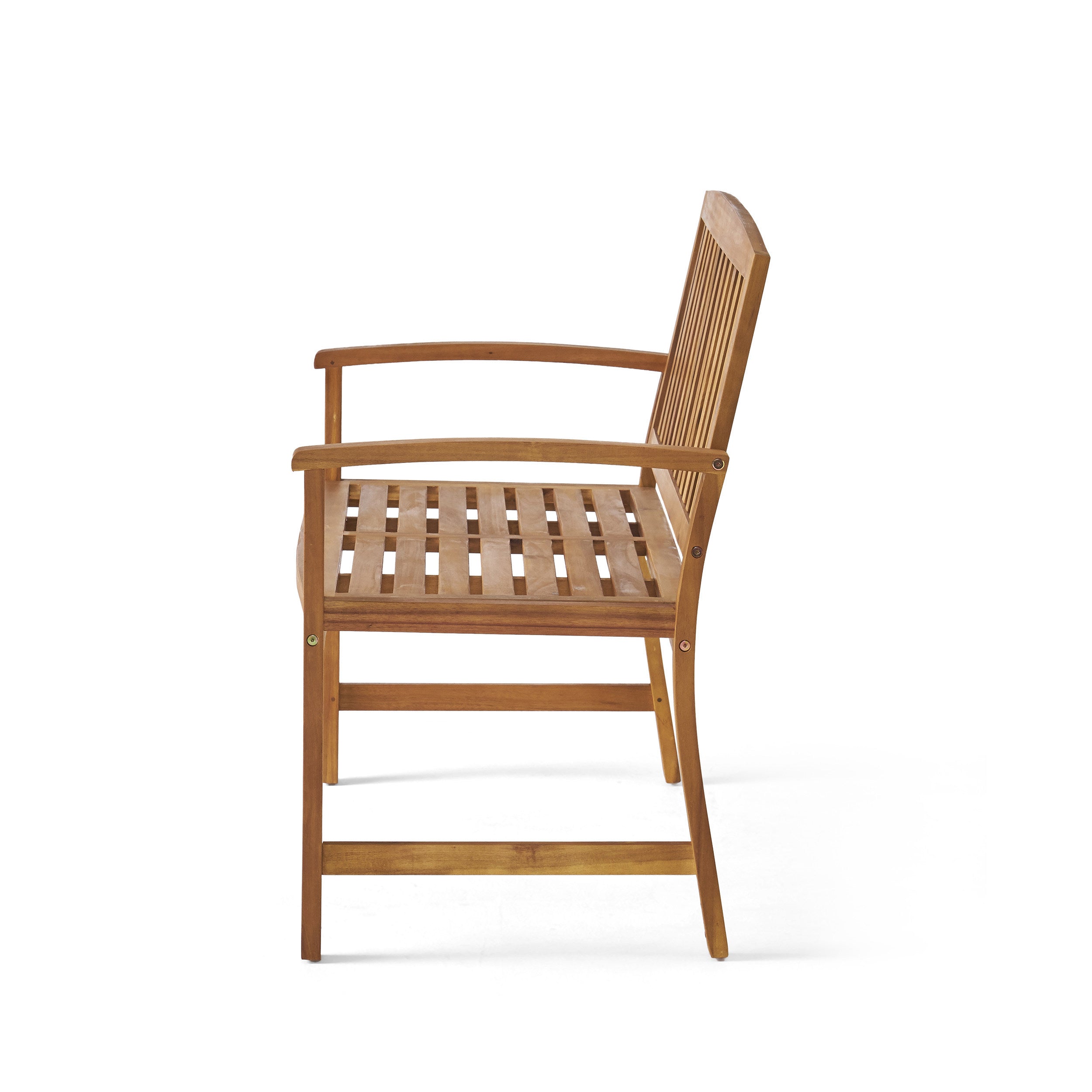 Outdoor Bench Acacia Wood Teak Finish Farmhouse Backrest 48.82x23.62 In 250 LB