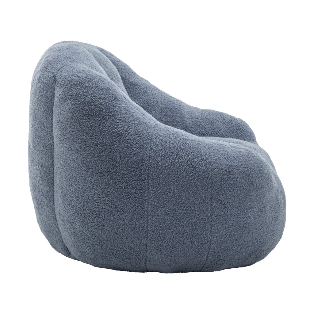 Bean Bag Chair Plush Faux Fur Light Blue Memory Foam Ergonomic Armrests 37.4 In